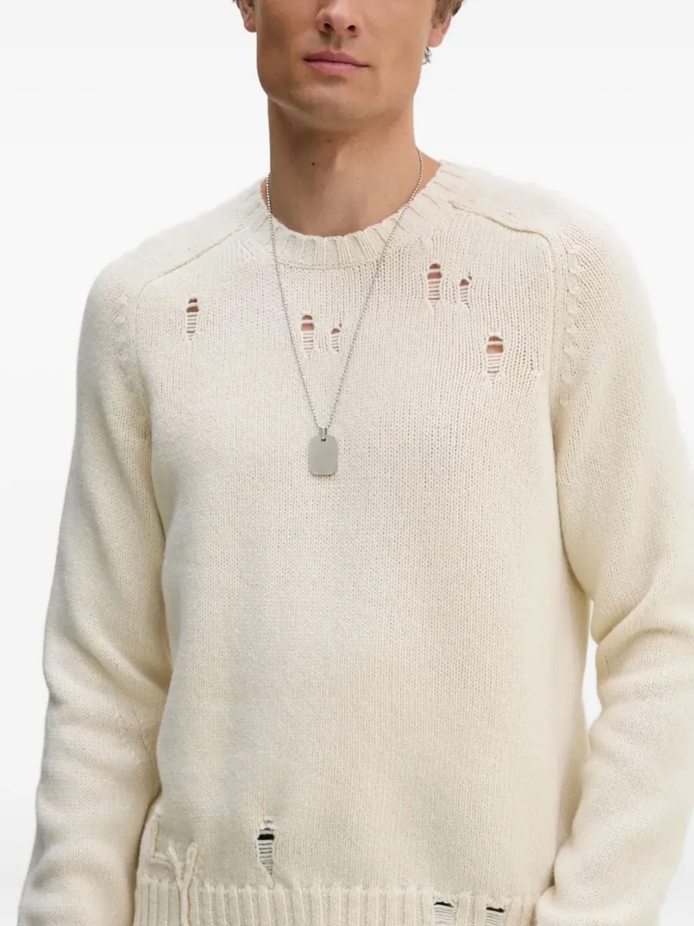 Zadig & Voltaire Jordan Merino Wool Destructed Sweater In Neutral