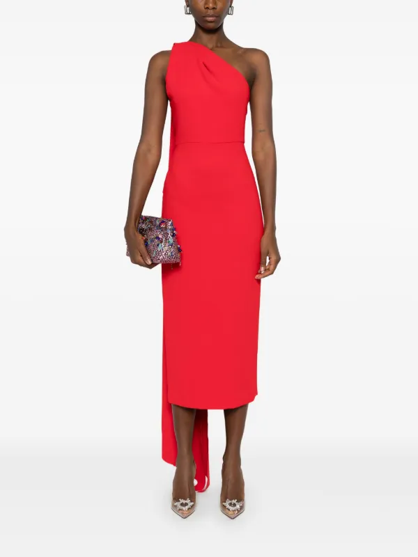 Solace London Samira Midi Dress Red FARFETCH