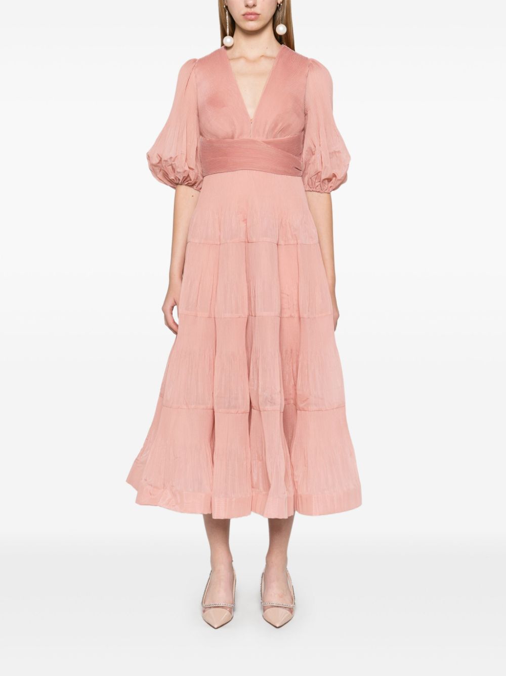 ZIMMERMANN Geplooide midi-jurk - Roze