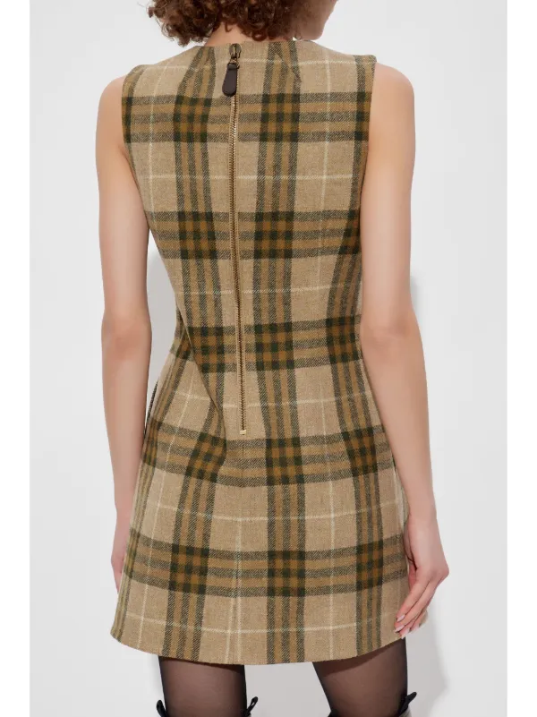 Burberry Checked Mini Dress | Neutrals | FARFETCH PH