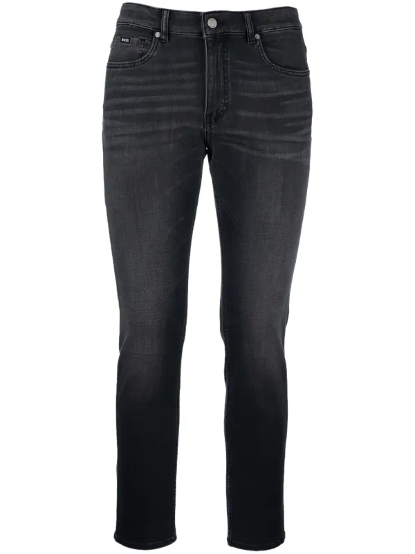 BOSS washed-effect Jeans Black FARFETCH TR