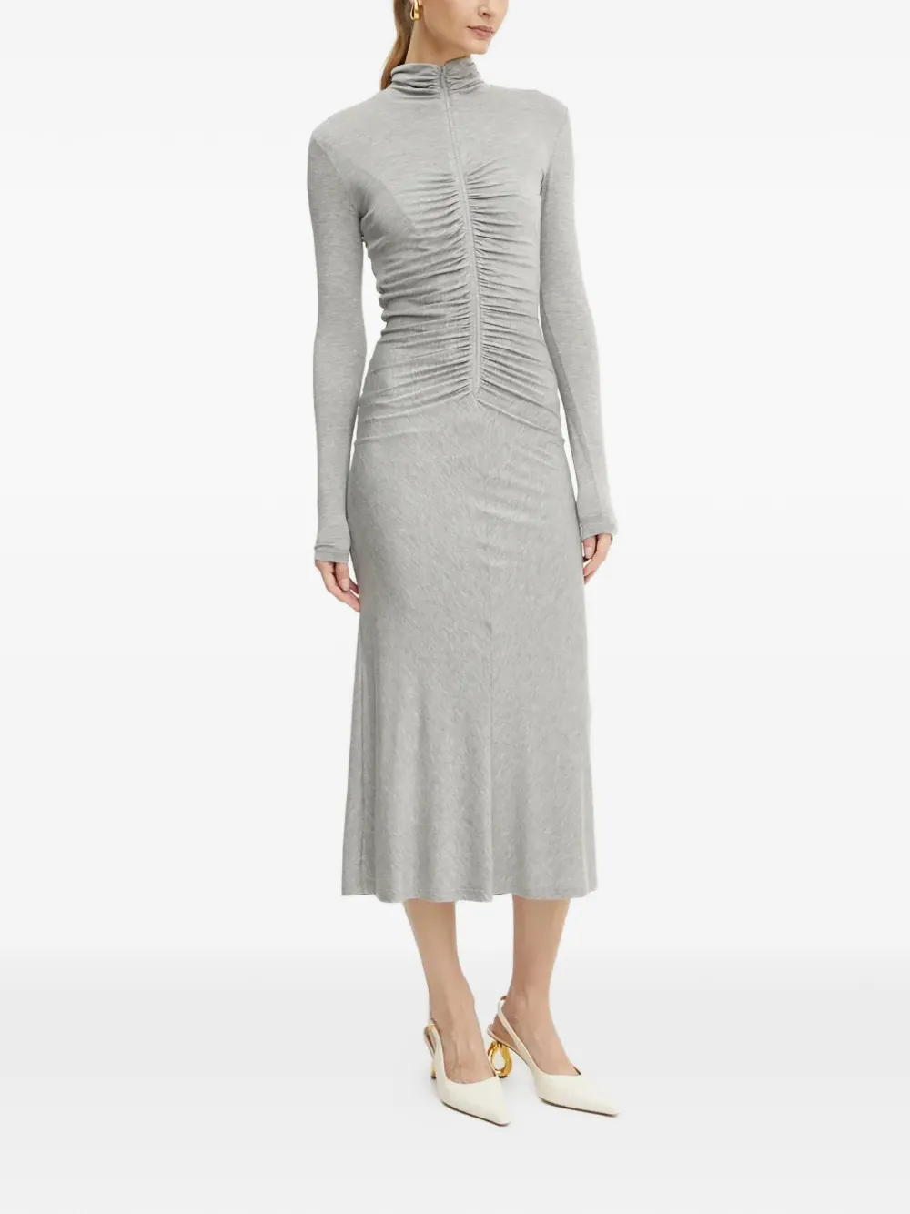 PINKO zip-up ruched midi dress - Grey
