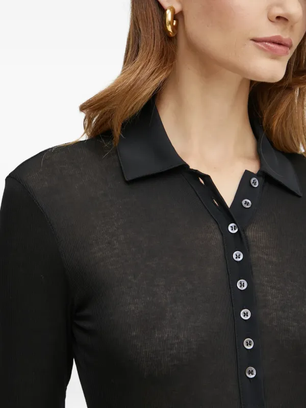 PINKO long-sleeve polo-collar Body | Black | FARFETCH