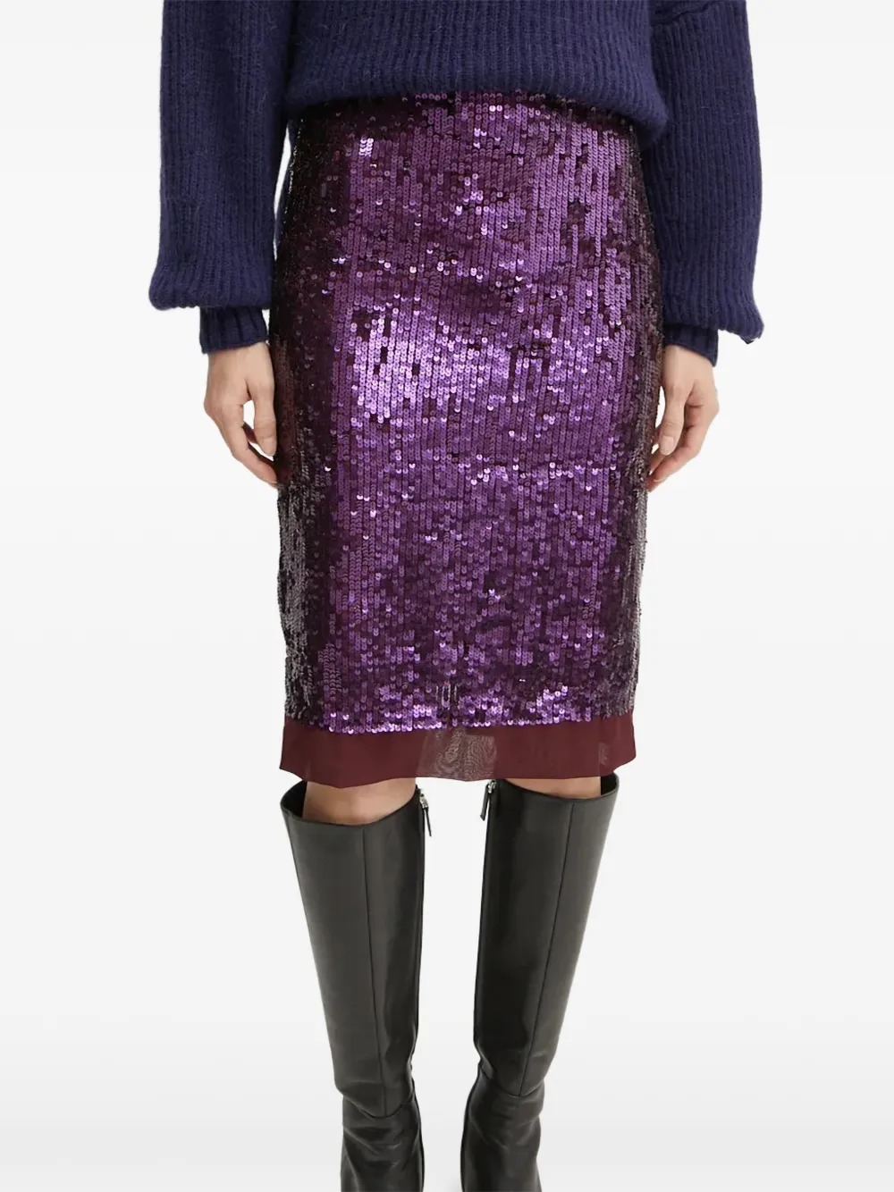 PINKO sequin-embellished midi skirt - Purple