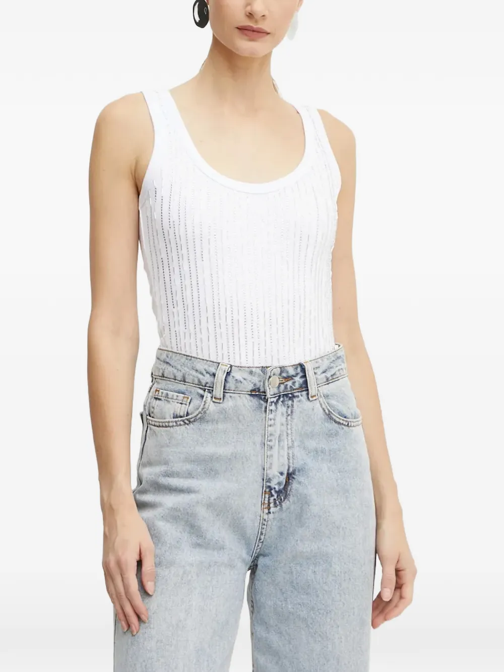 Pinko Sequin-embellished Tank Top In White