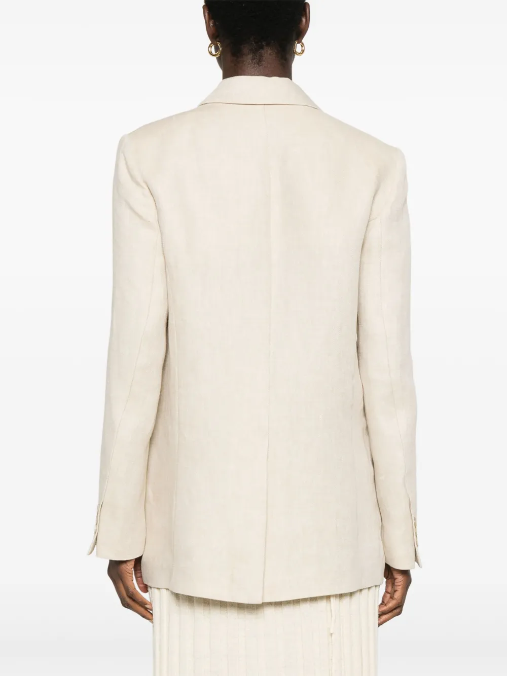 Shop P.a.r.o.s.h Linen Blazer In Neutrals