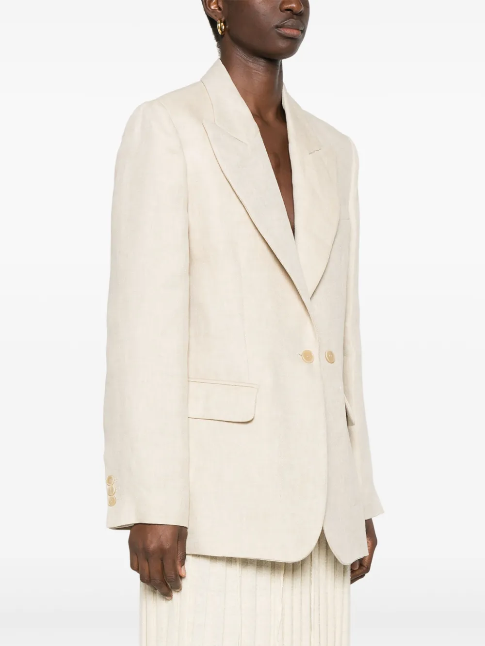 Shop P.a.r.o.s.h Linen Blazer In Neutrals