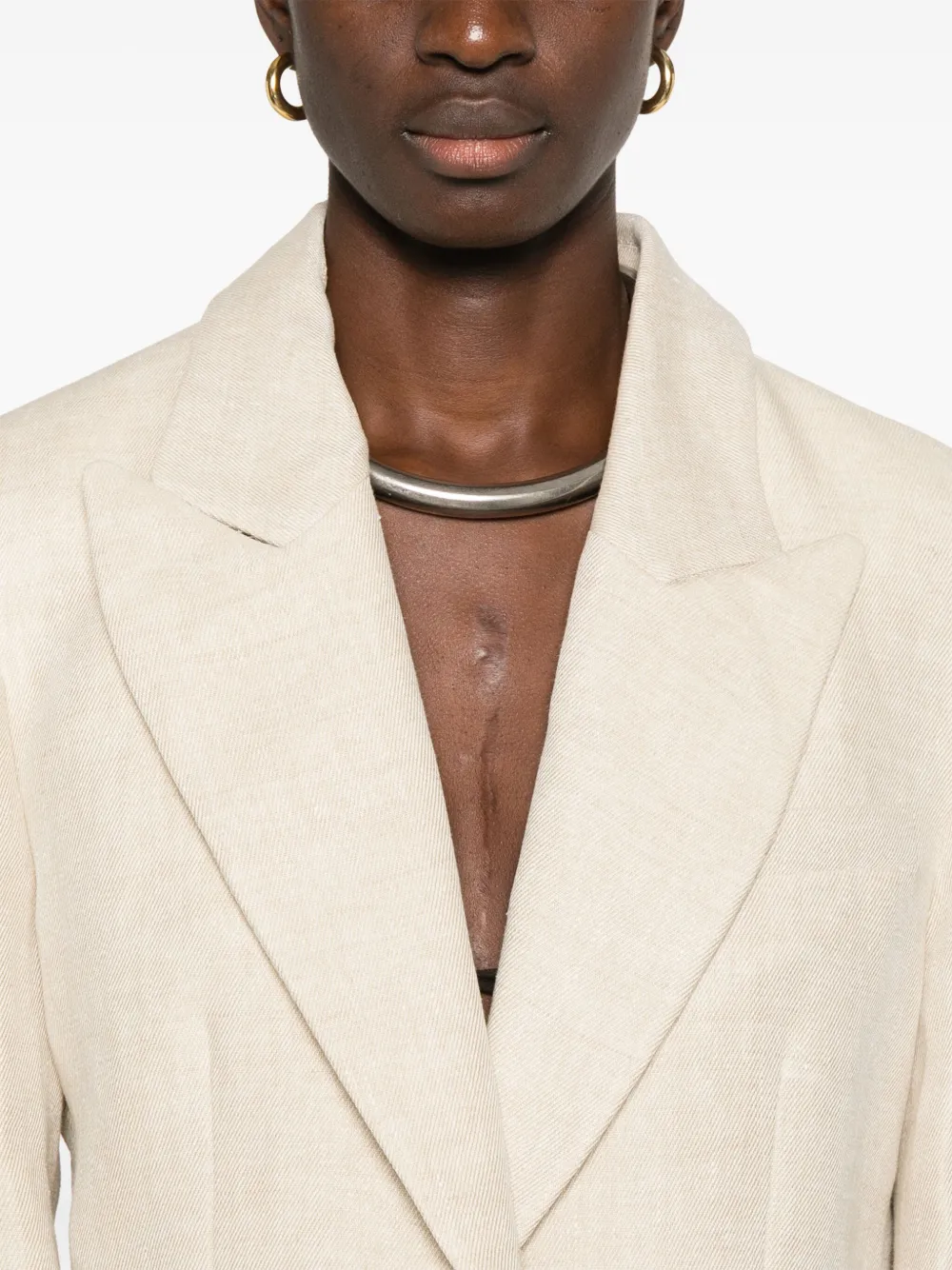 Shop P.a.r.o.s.h Linen Blazer In Neutrals