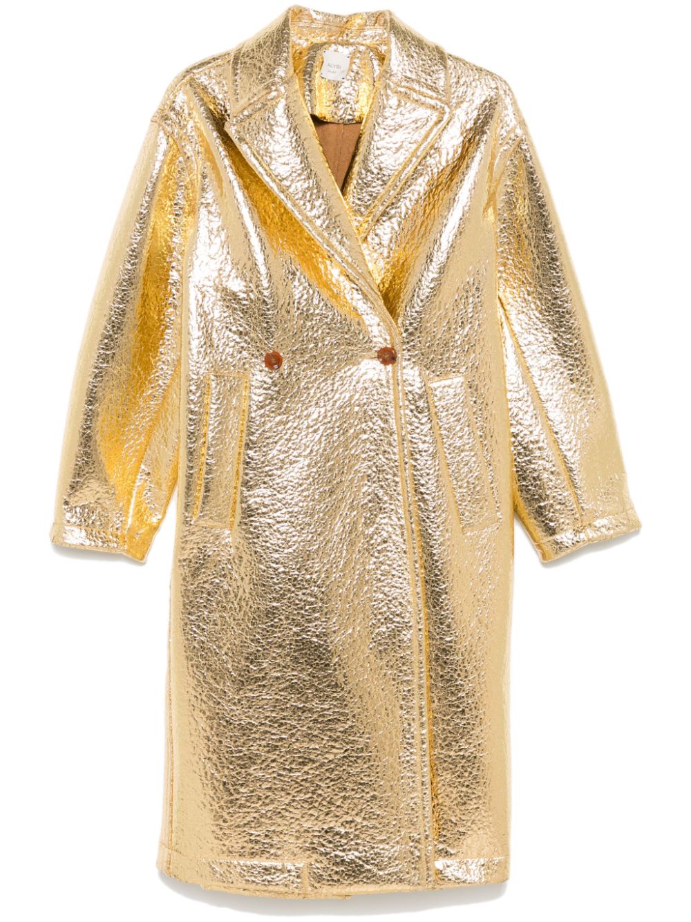 Alysi metallic-finish double-breasted coat - Gold