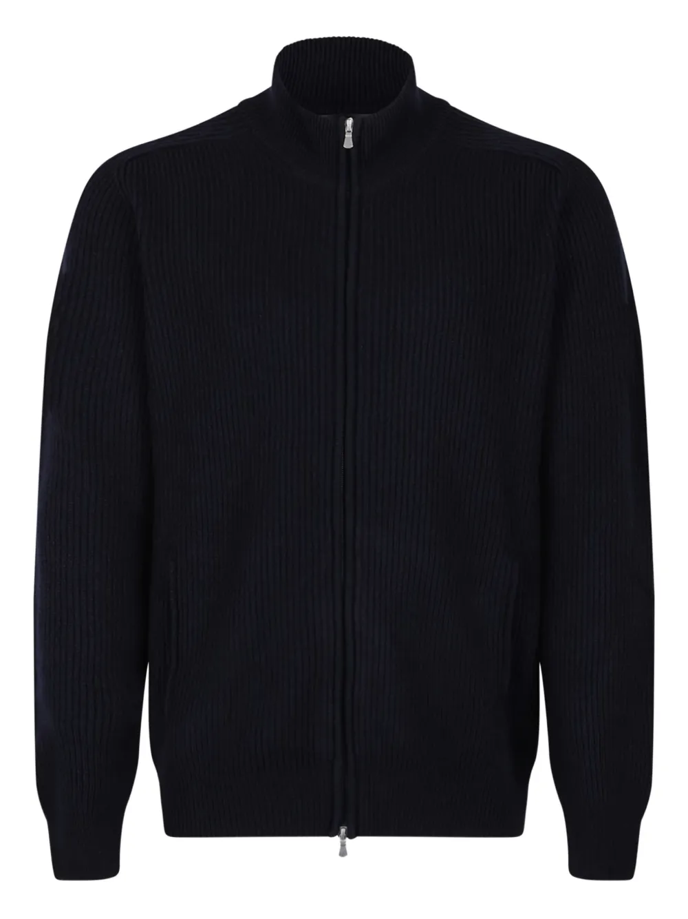 Gran Sasso Ribbed Zip-up Cardigan In Black
