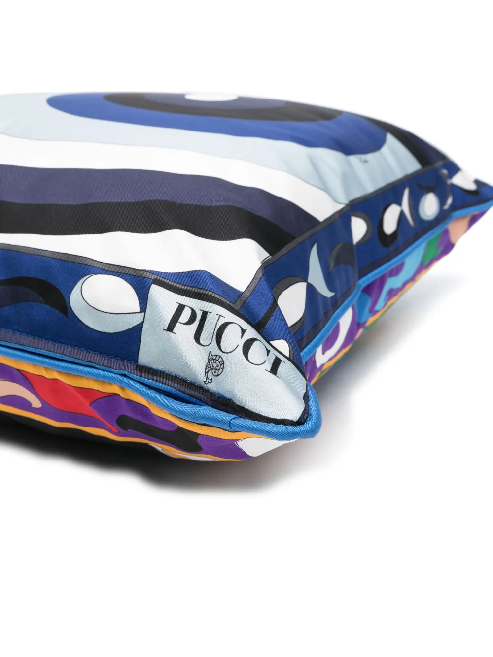 Pucci Orchidee-print Silk Cushion In Blue