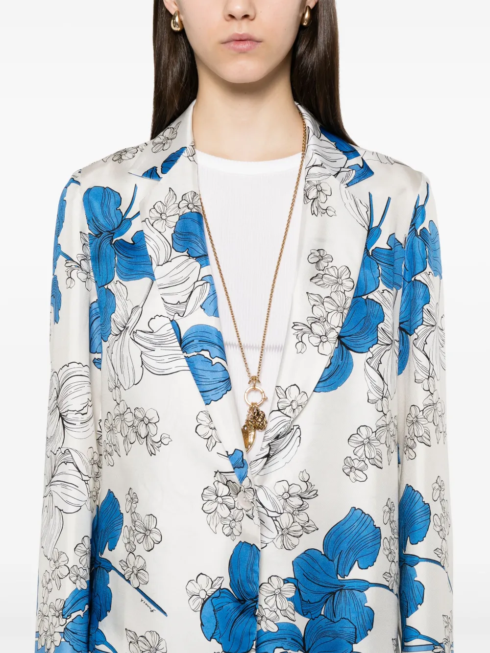 P.A.R.O.S.H. Blazer met bloemenprint Wit