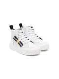 Moschino Kids logo-tape leather sneakers - White