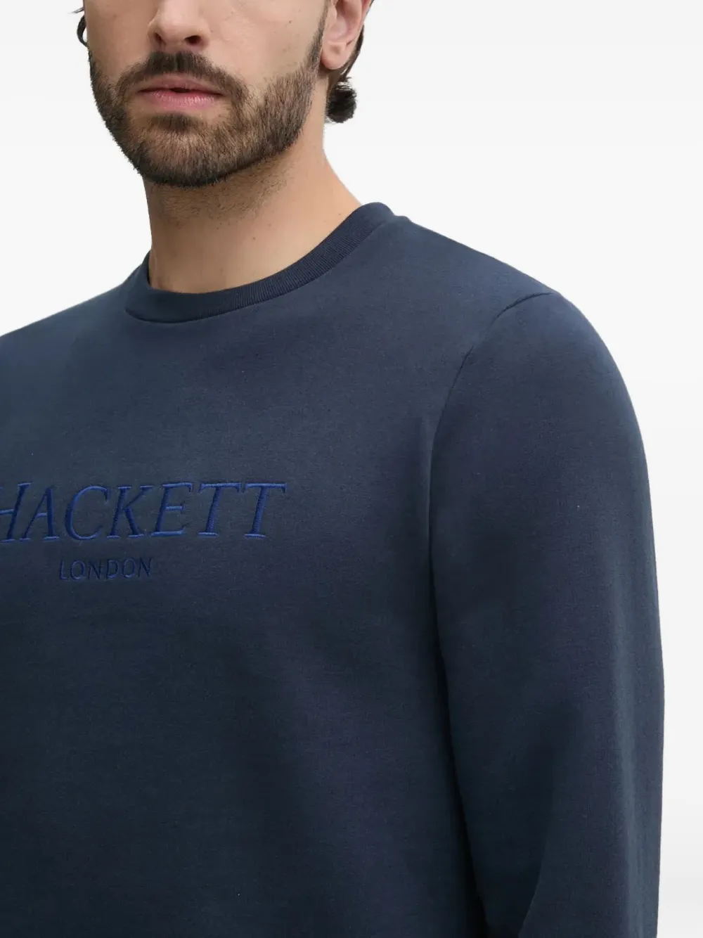 Hackett Sweater met geborduurd logo Blauw