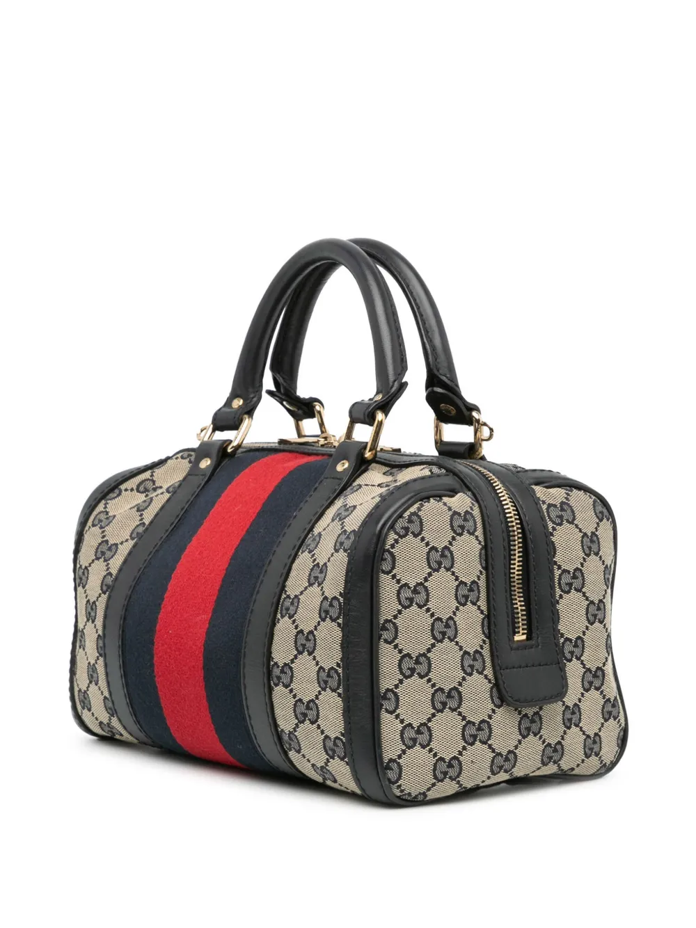 Gucci Pre Owned 2000 2015 Kleine Joy Web Boston Tasche Aus GG Canvas Blau FARFETCH DE