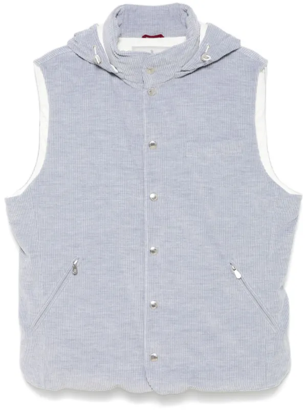 Brunello Cucinelli コーデュロイ ダウンベスト | グレー | FARFETCH JP