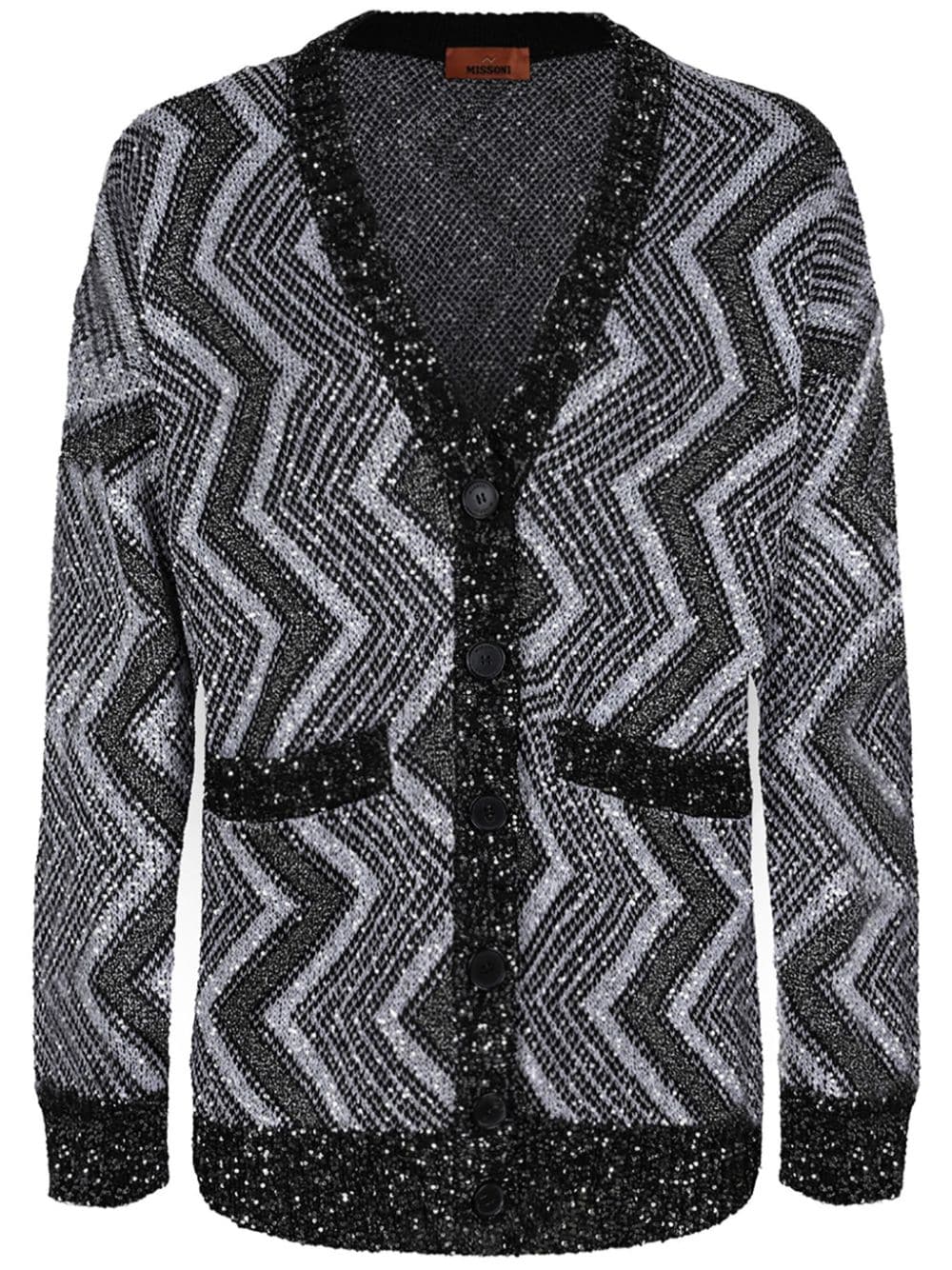 sequin-embellished zigzag cardigan