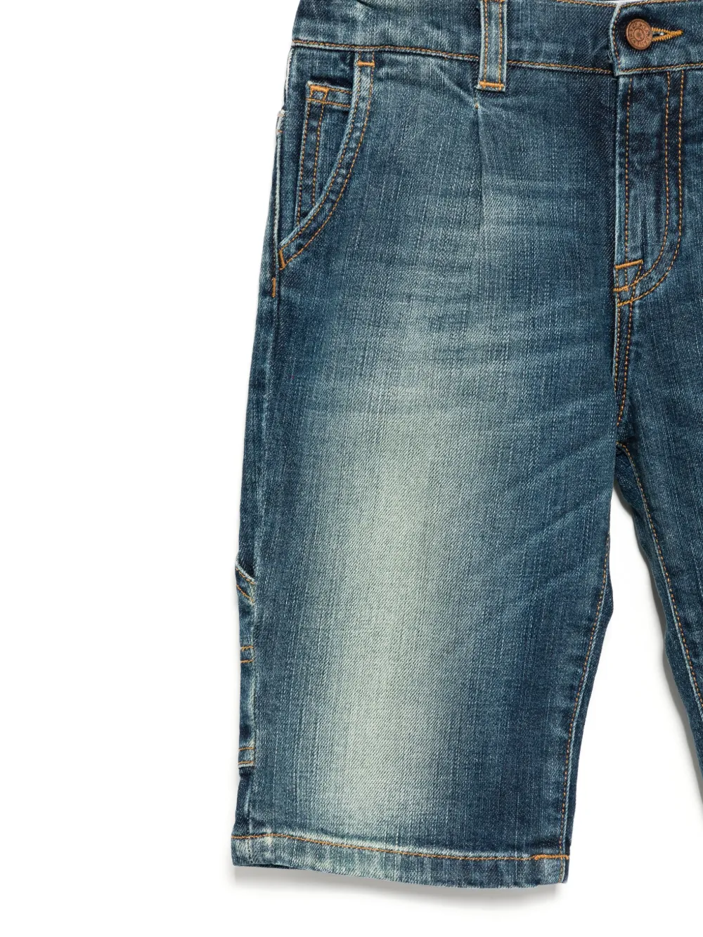 Dolce & Gabbana Logo Patch Denim Shorts In Blue