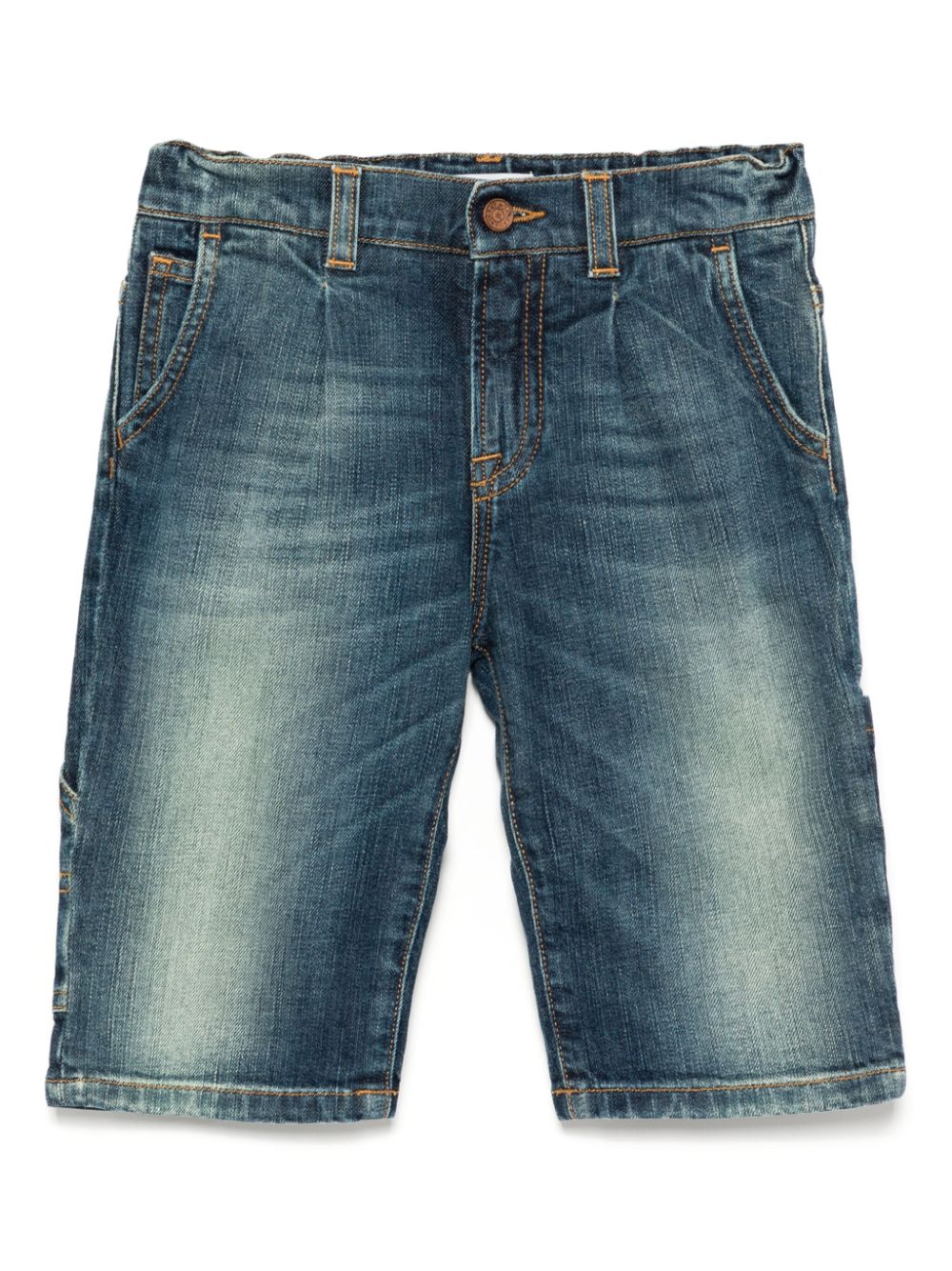 Dolce & Gabbana Kids logo patch denim shorts - Blue