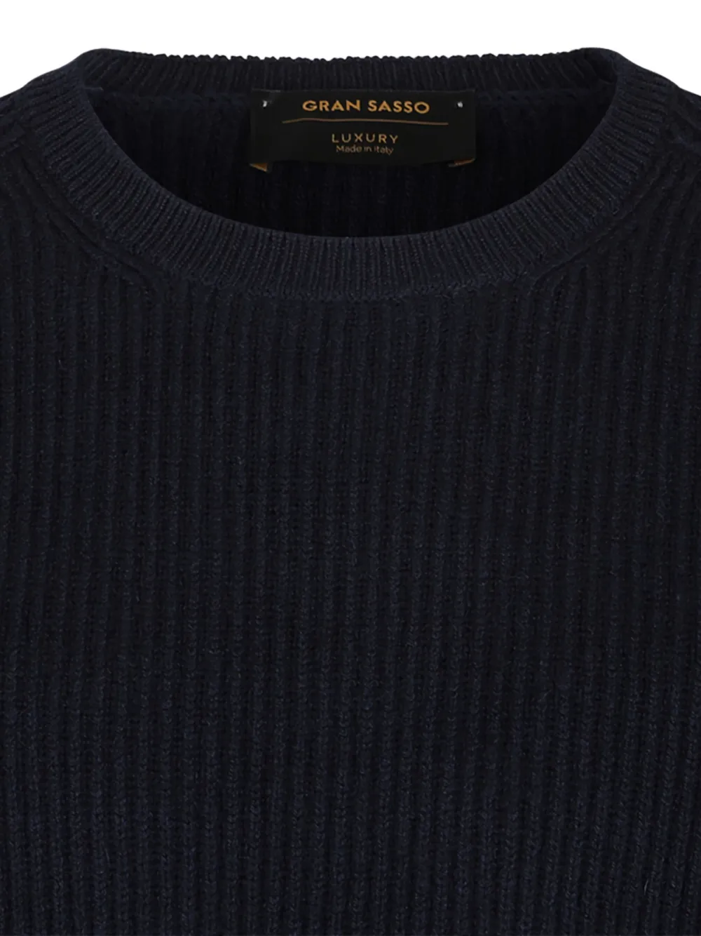Gran Sasso Geribbelde sweater met ronde hals Zwart