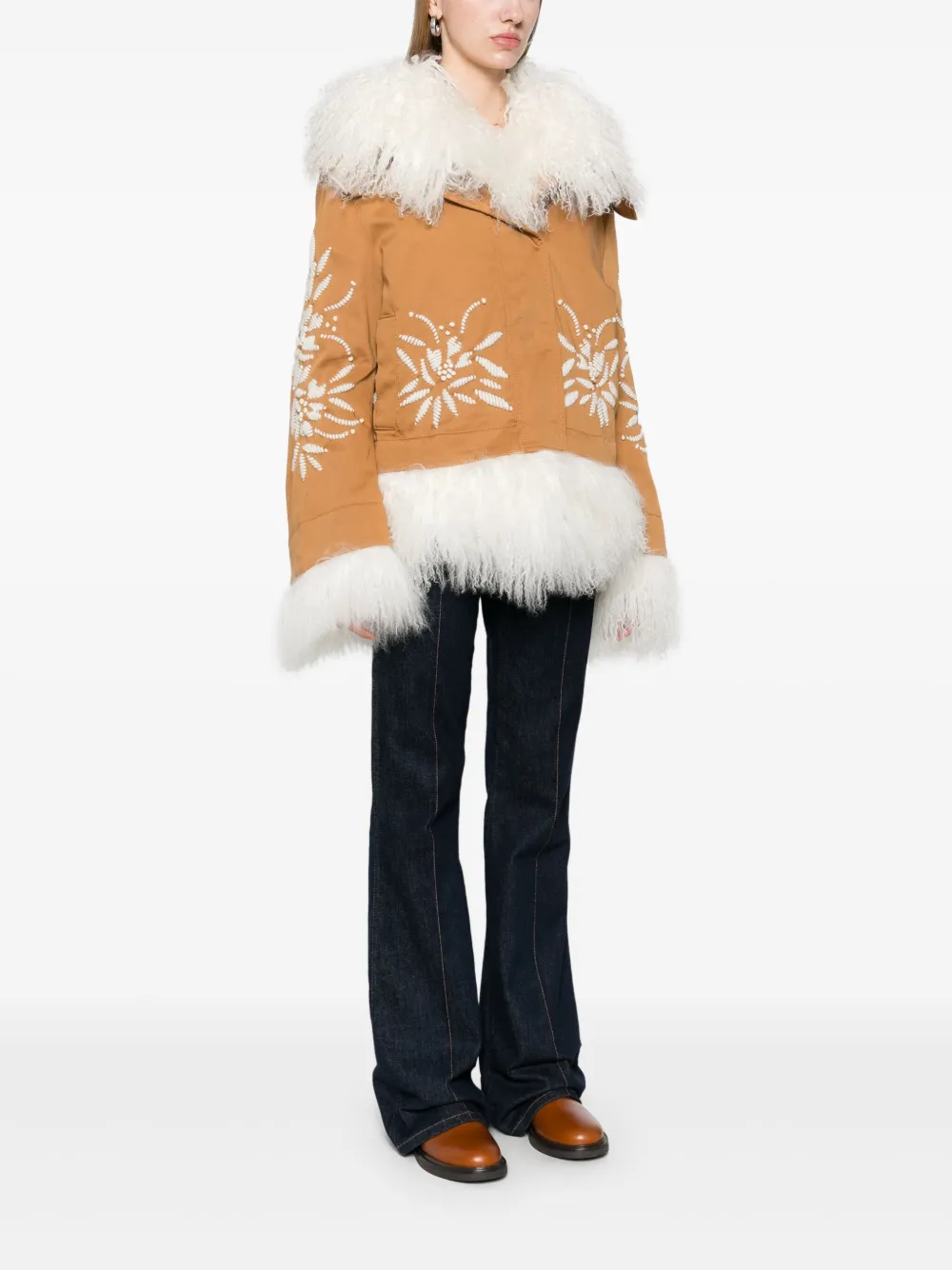 Ermanno Scervino Jack met afwerking van bont Bruin