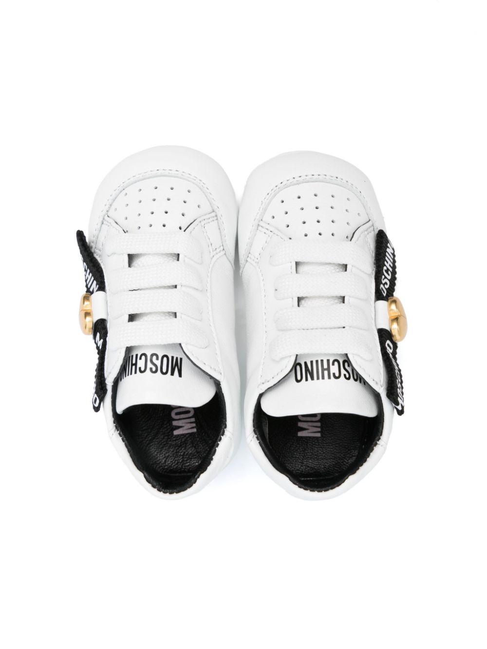 Moschino Kids Sneakers met logoband Wit