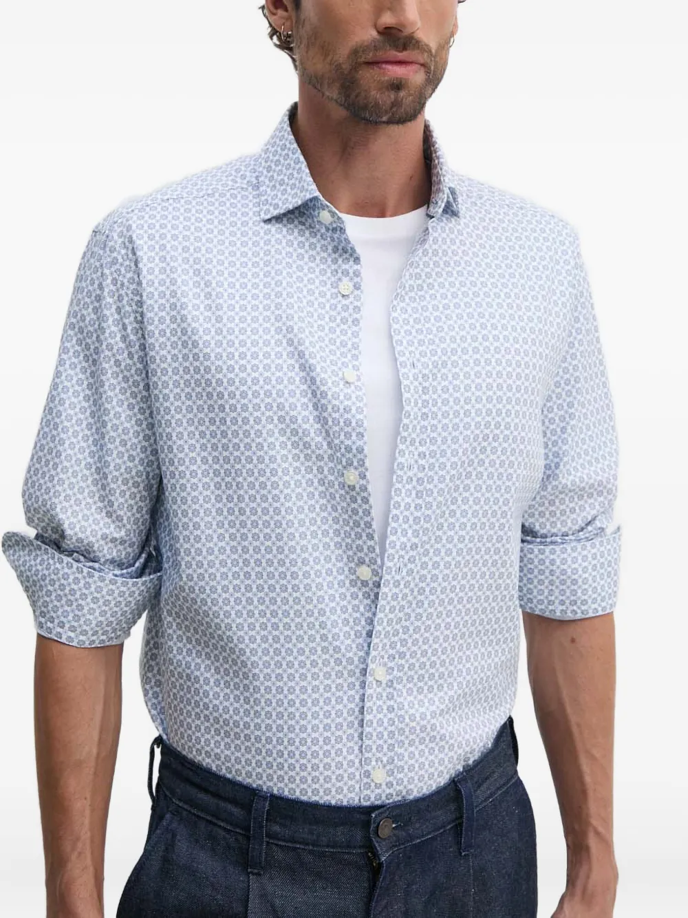 Hackett Overhemd met puntige kraag en patroon Wit