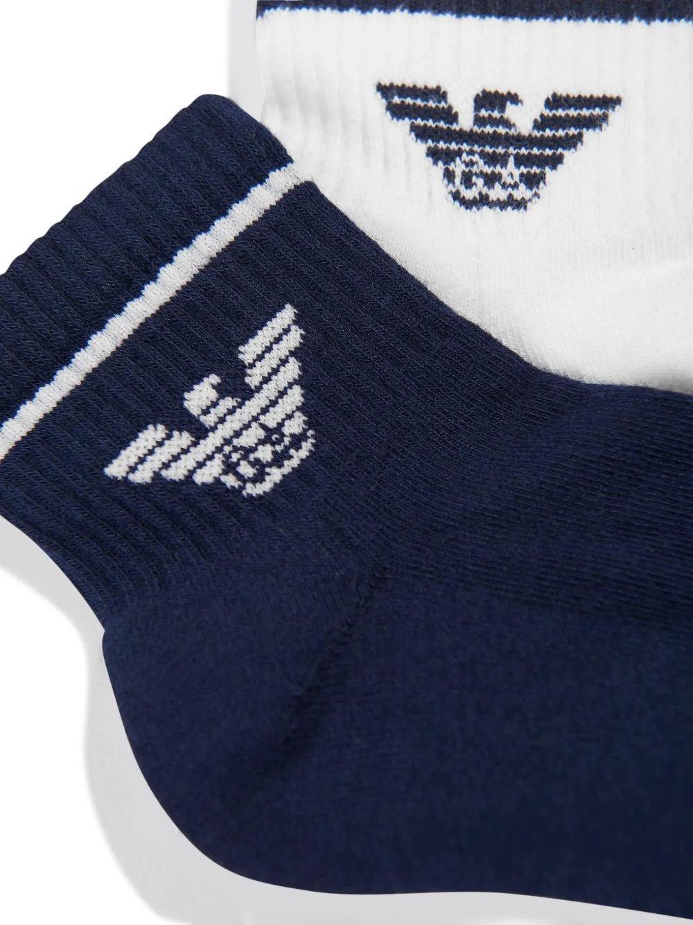 Emporio Armani Kids Twee paar sokken met logo intarsia Blauw