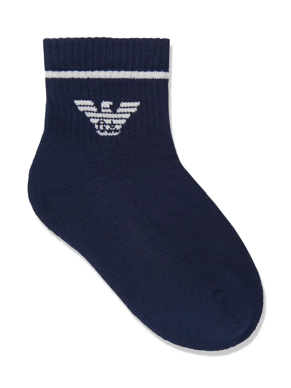Emporio Armani Kids Twee paar sokken met logo intarsia Blauw