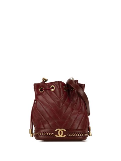 Cheap HOT SALE CHANEL 2017-2018 Paris Cosmopolite Small Chevron Lambskin bucket bag Women