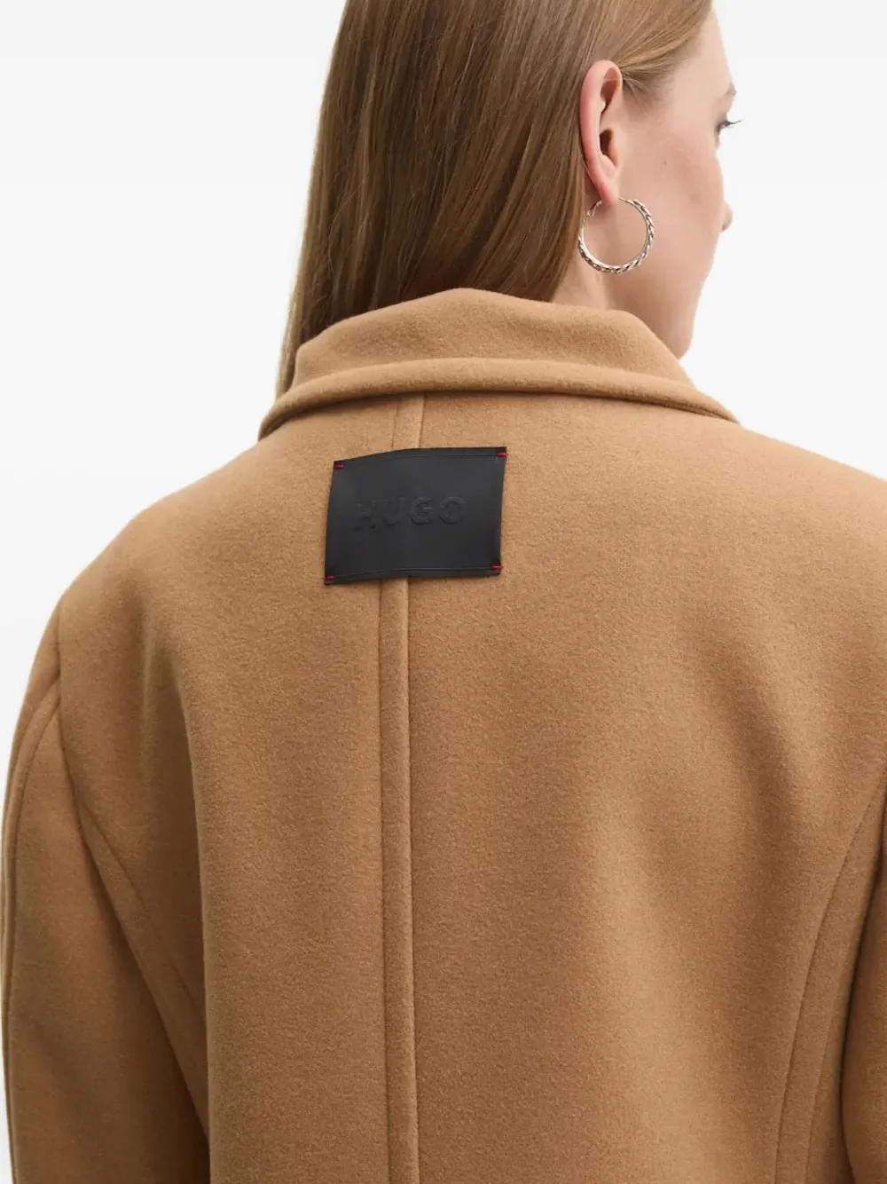 Hugo Boss High-neck Coat In Brown