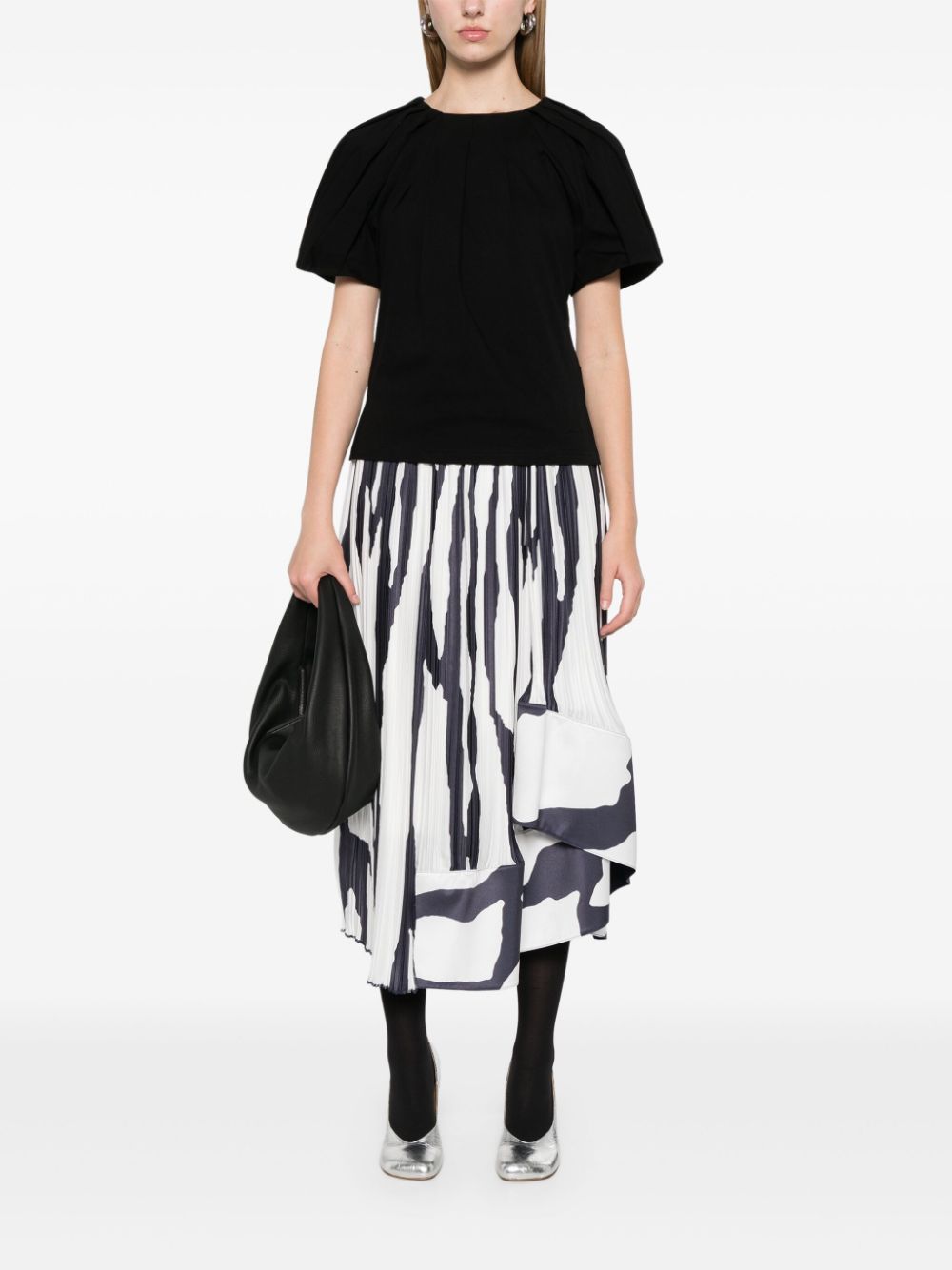 Lanvin Plooirok met zebraprint - Wit