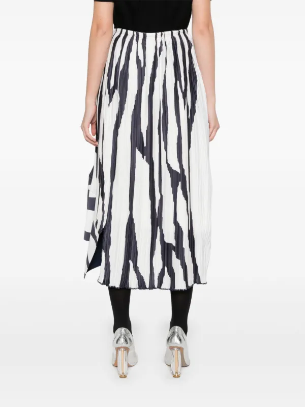 Lanvin zebra-print Pleated Midi Skirt White FARFETCH IN