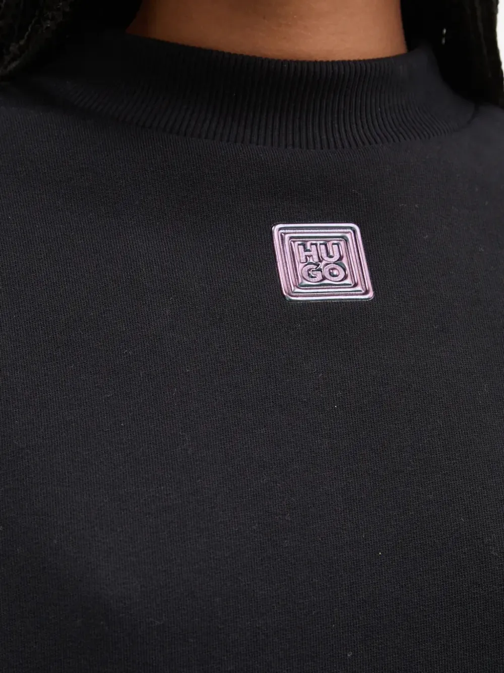 HUGO Jurk met logoplakkaat Zwart