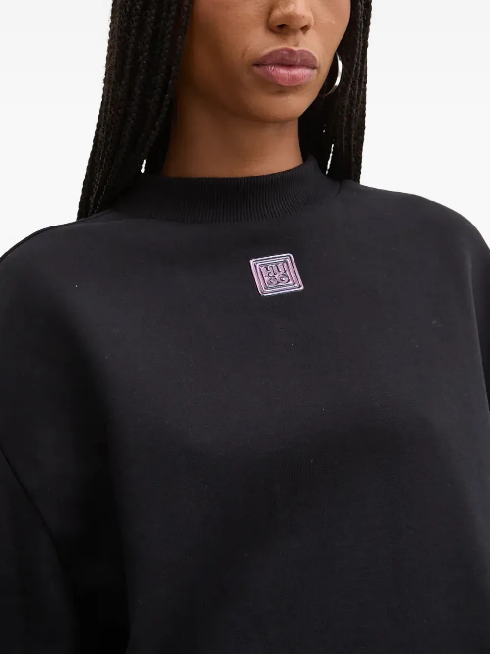 HUGO Jurk met logoplakkaat Zwart