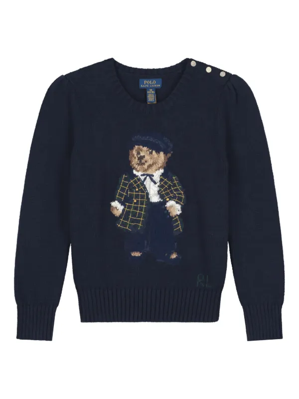 POLO RALPH LAUREN KIDS bear motif Jumper Blue FARFETCH UK