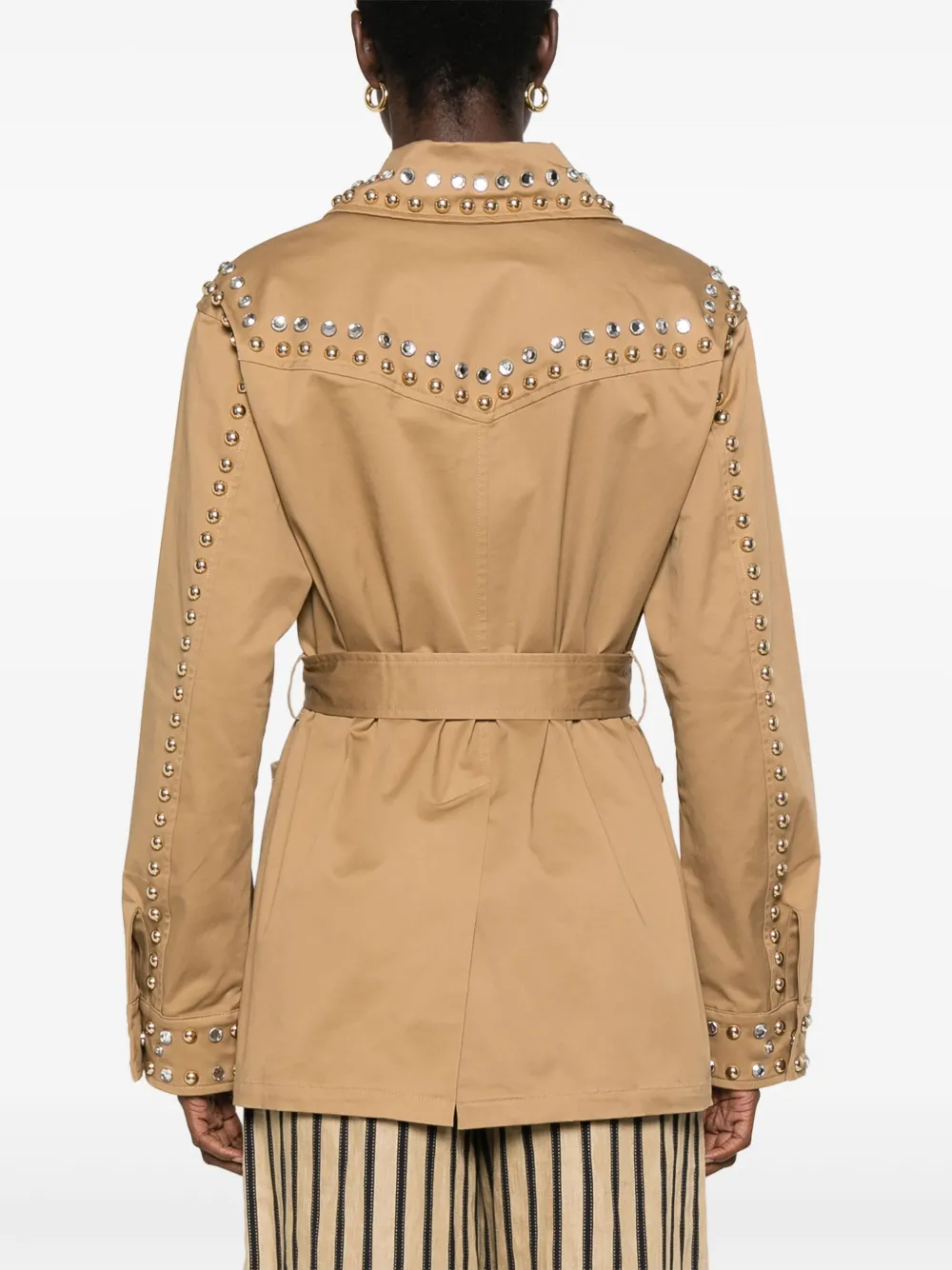 Shop P.a.r.o.s.h Stud-embellished Jacket In Brown