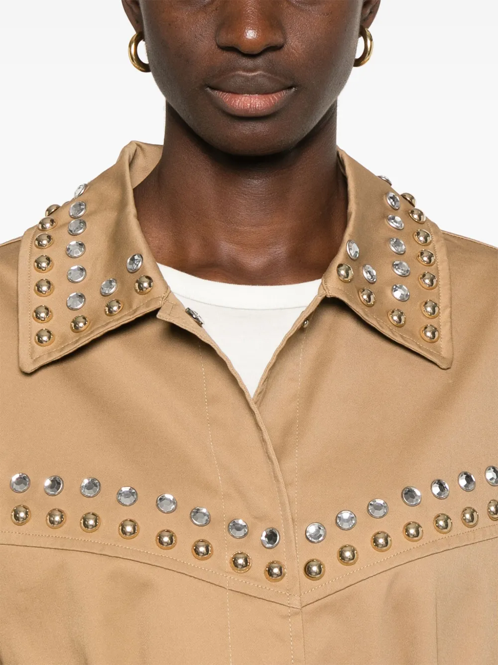 Shop P.a.r.o.s.h Stud-embellished Jacket In Brown