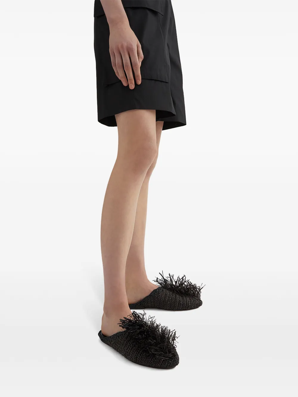 Jil Sander straw-embellished slippers Black