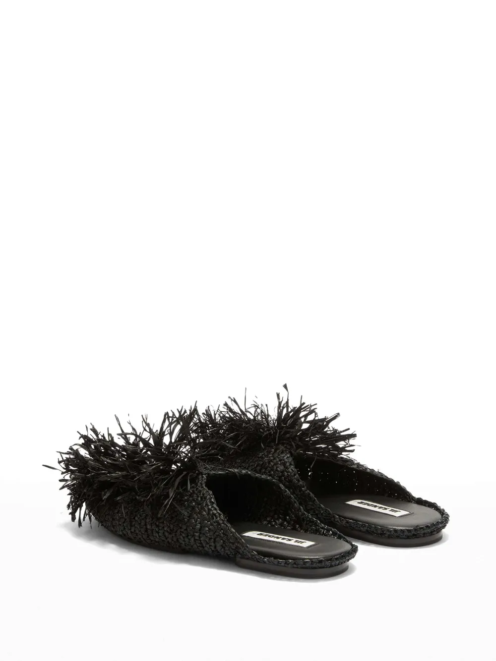 Jil Sander straw-embellished slippers Black