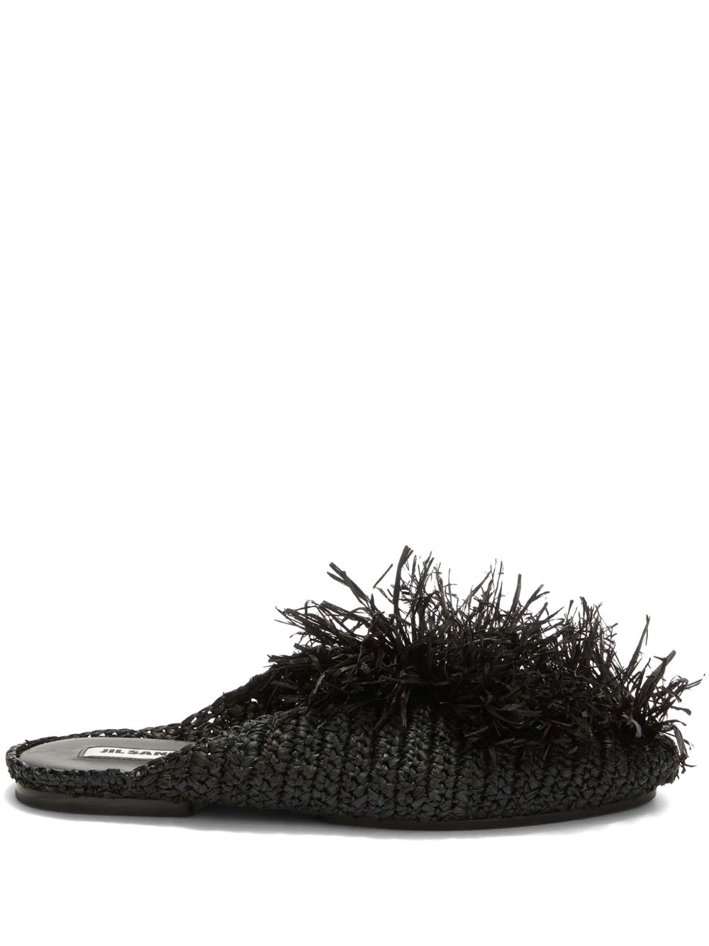 Jil Sander Slippers verfraaid met stro Zwart