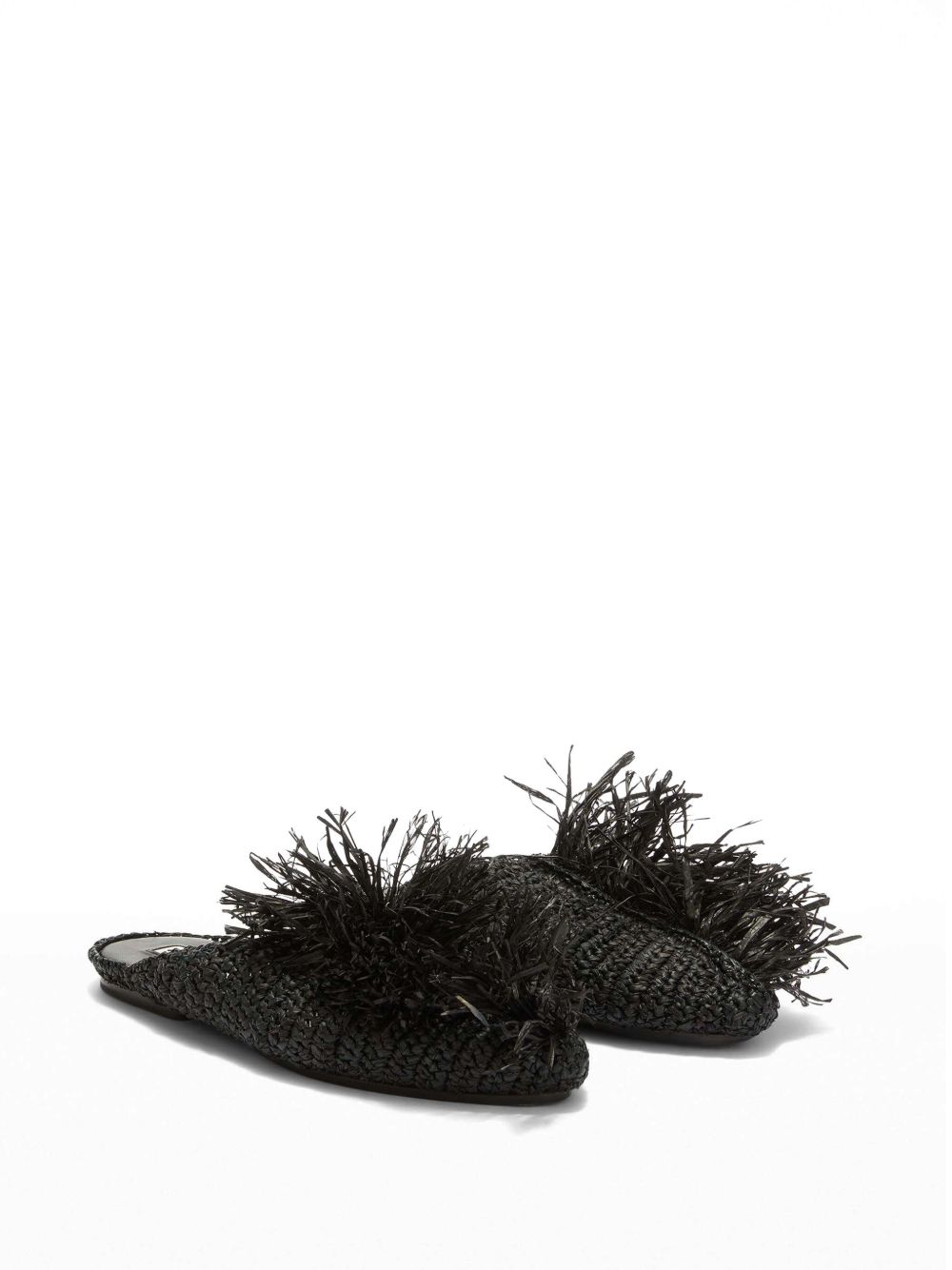 Jil Sander Slippers verfraaid met stro - Zwart