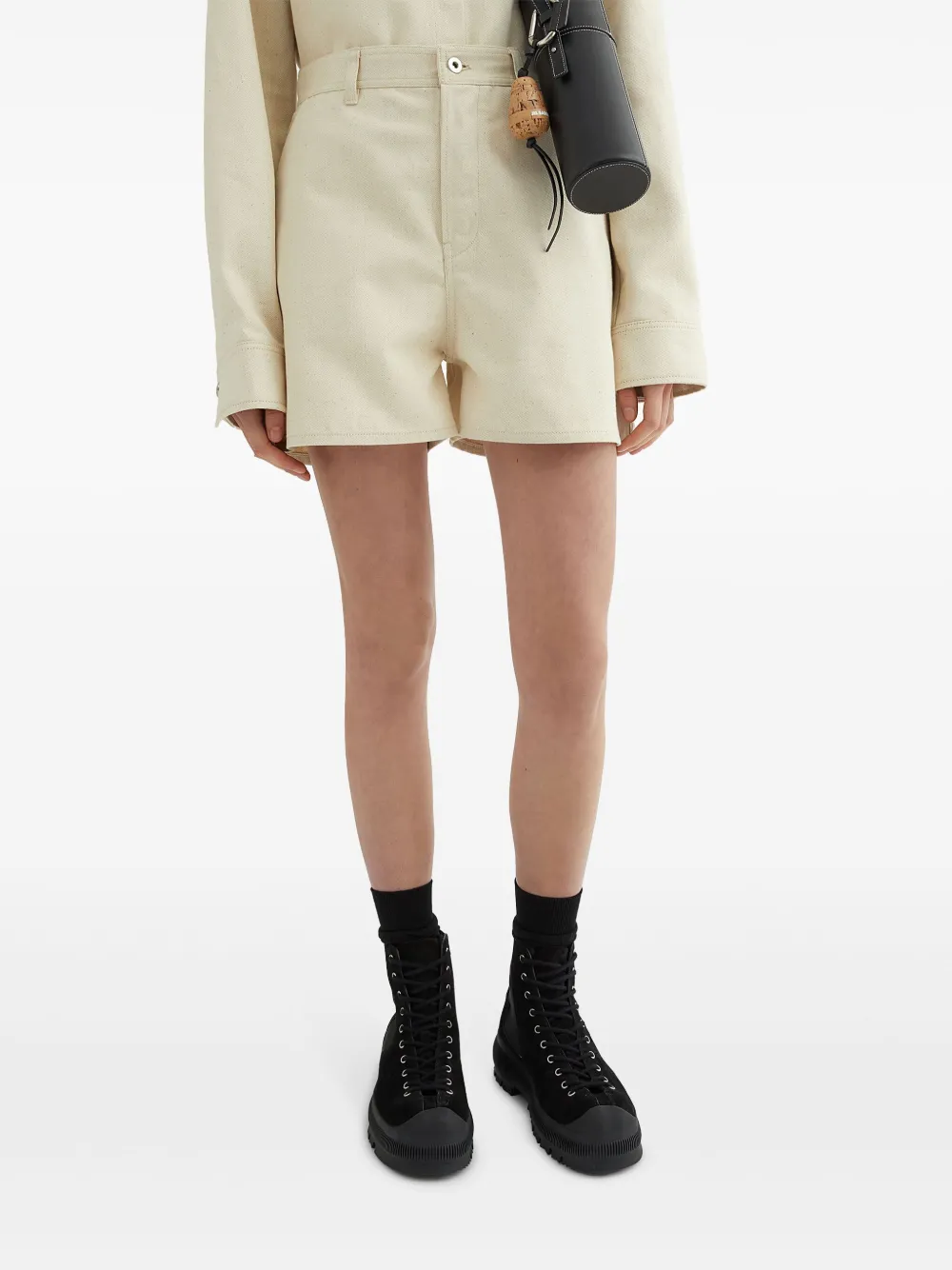 Jil Sander High waist denim shorts Beige