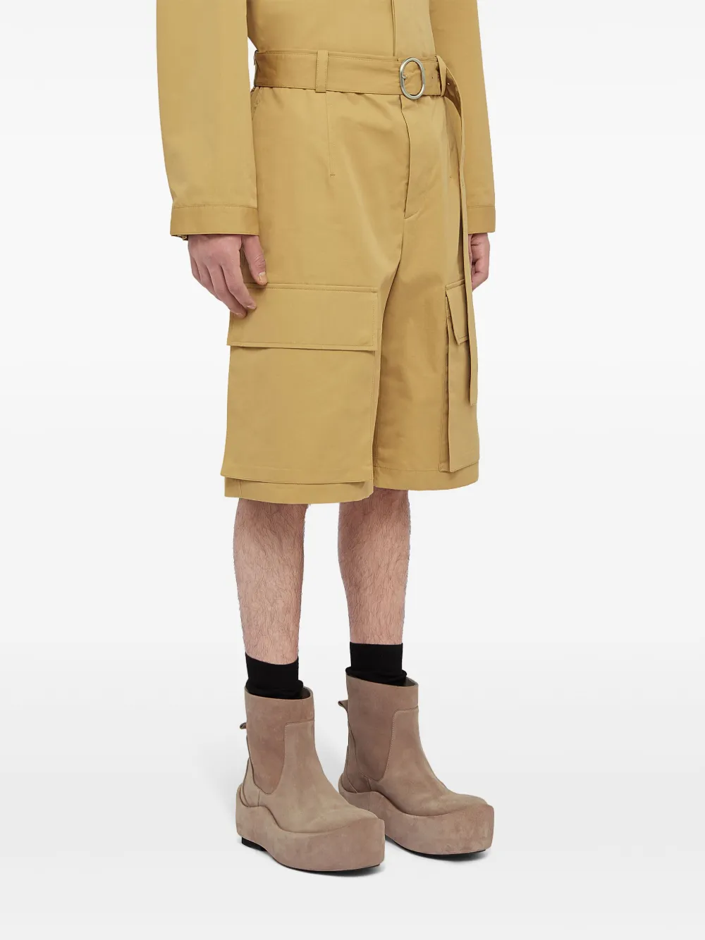 Jil Sander Shorts met ceintuur Bruin