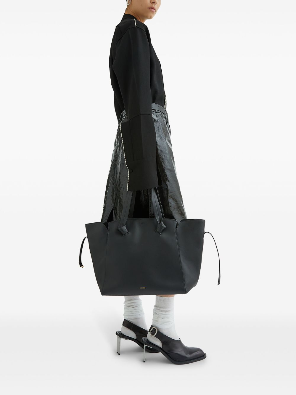 Jil Sander Medium shopper verfraaid met knoop - Zwart