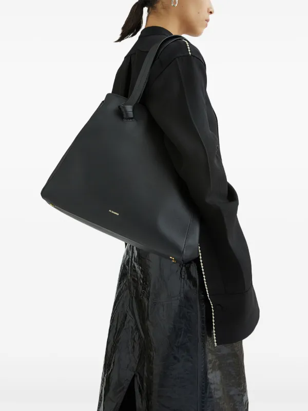 Jil Sander Mittelgroße Tote Bag Mit Knotendetail Schwarz