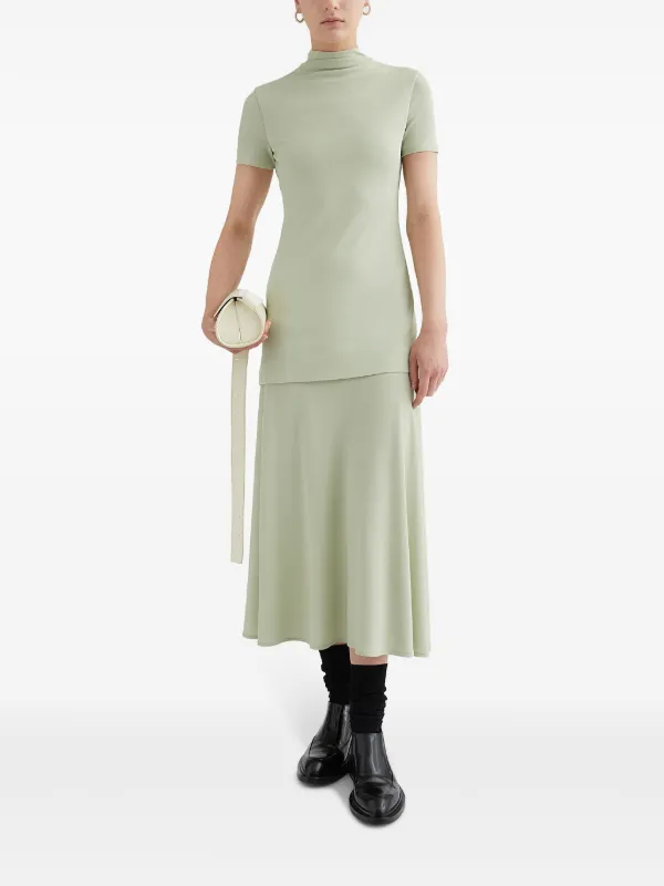 green emerald velvet dress Jil Sander // Khaki Green Shirt Dress – VSP Consignment
