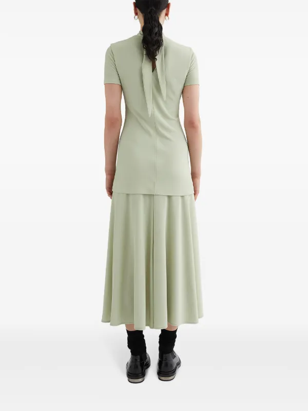 green high neck midi dress Simonne High Neck Combo Midi Dress in bright lime
