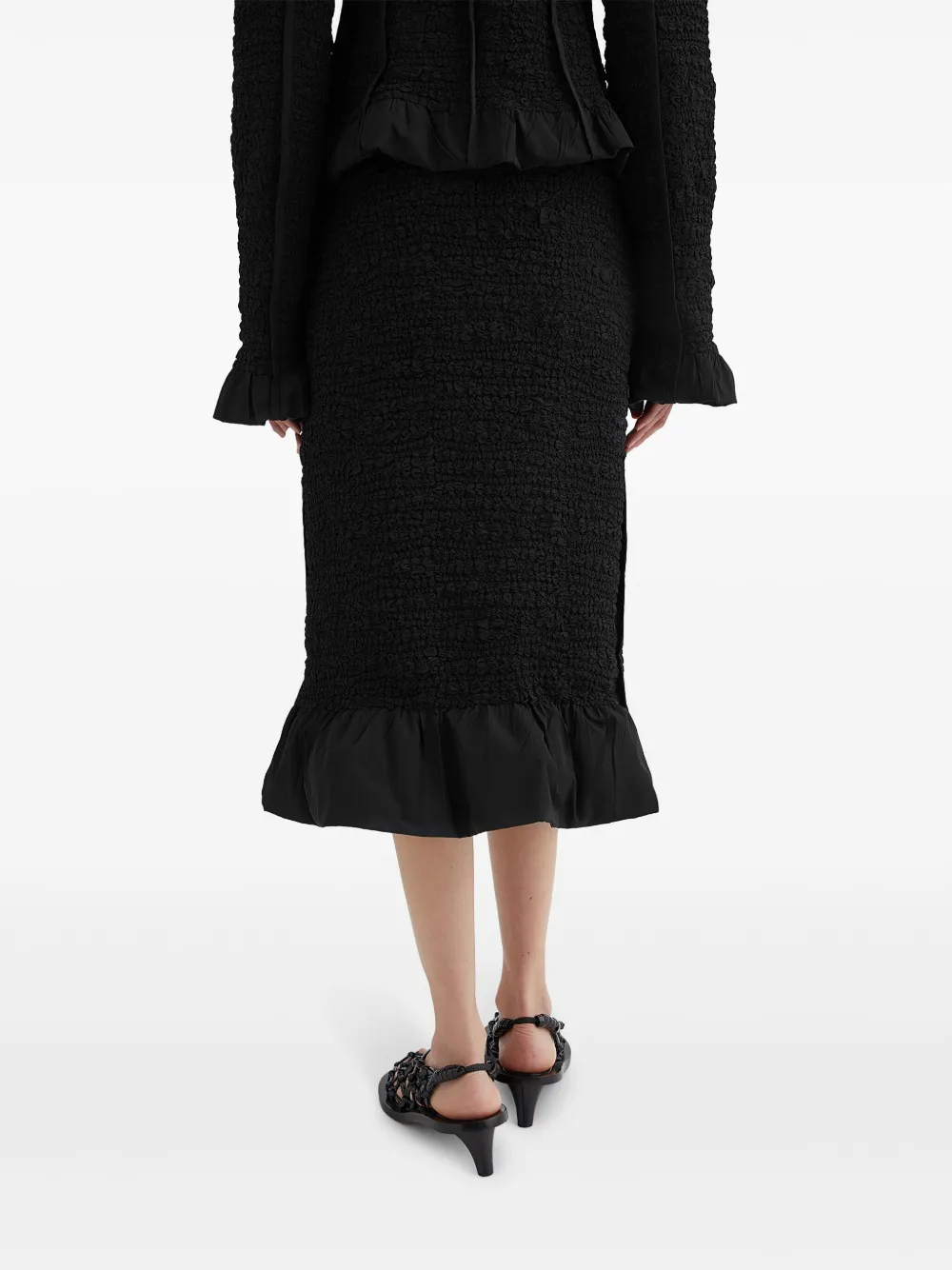 Jil Sander Gekreukte midi-rok Zwart