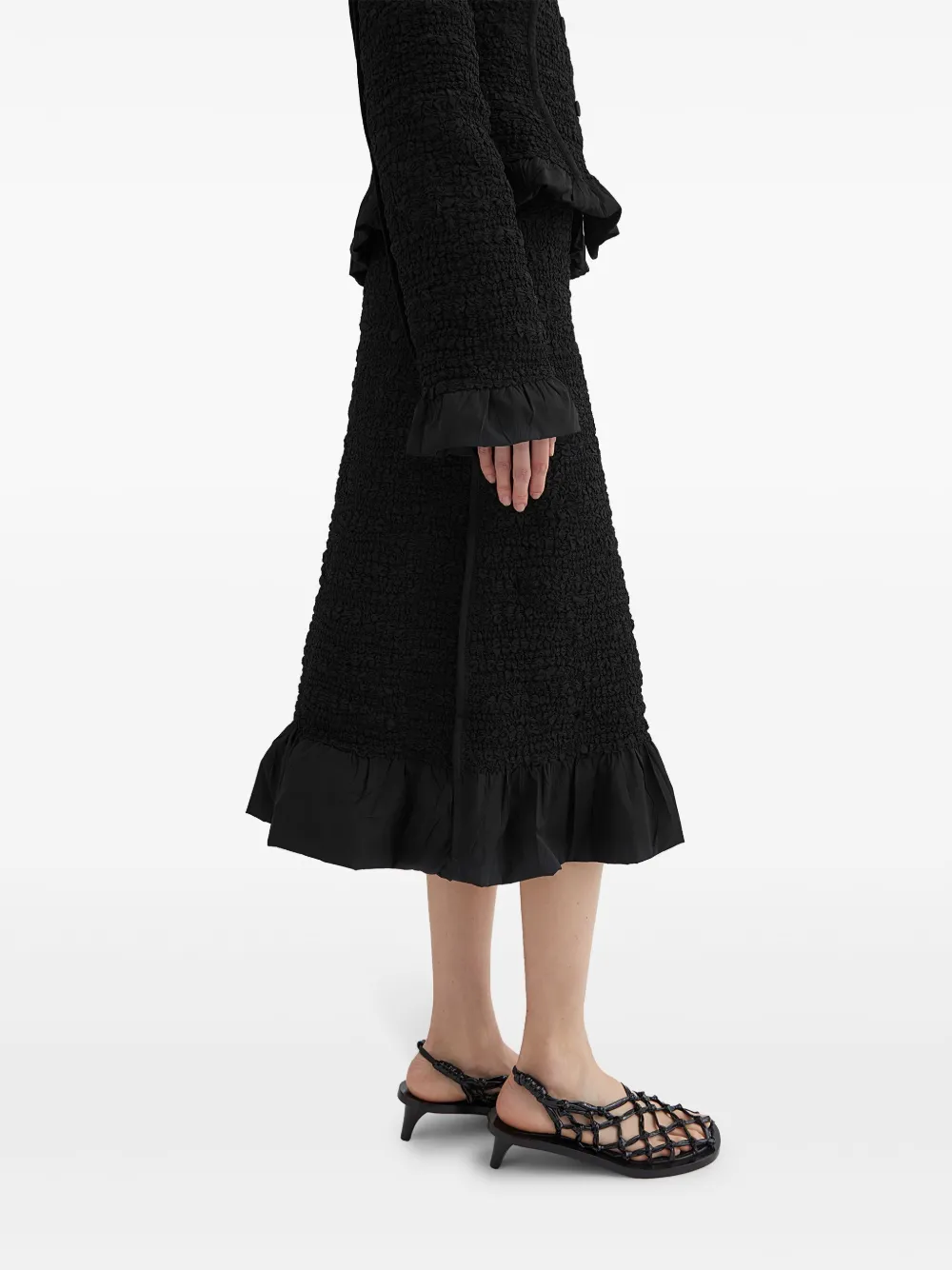 Jil Sander Gekreukte midi-rok Zwart